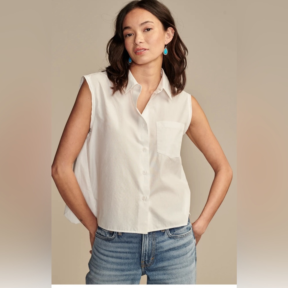 White Button Down Sleeveless Shirt
